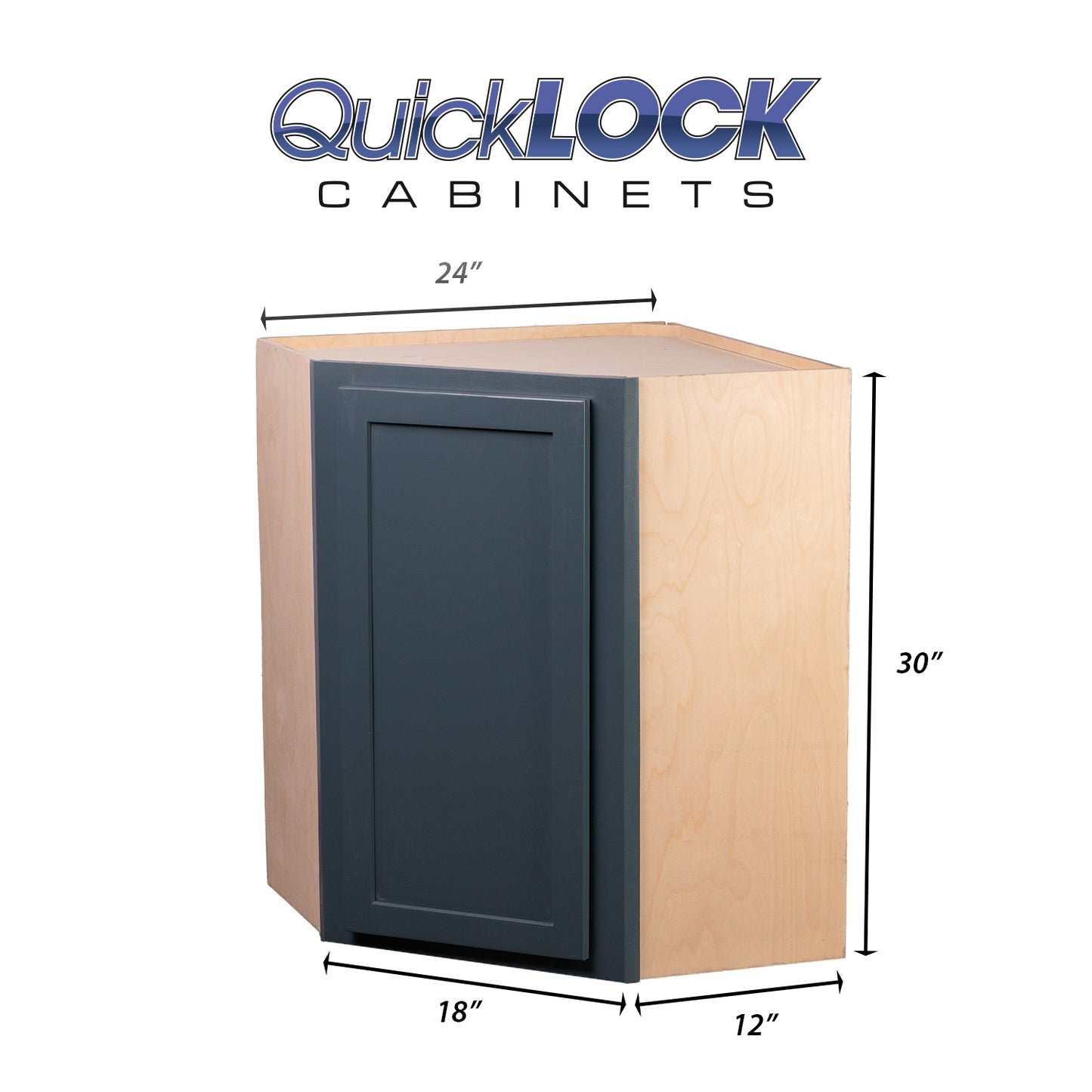 Quicklock RTA (Ready-to-Assemble) Needlepoint Navy 24"WX30"HX12"D Wall Corner Cabinet