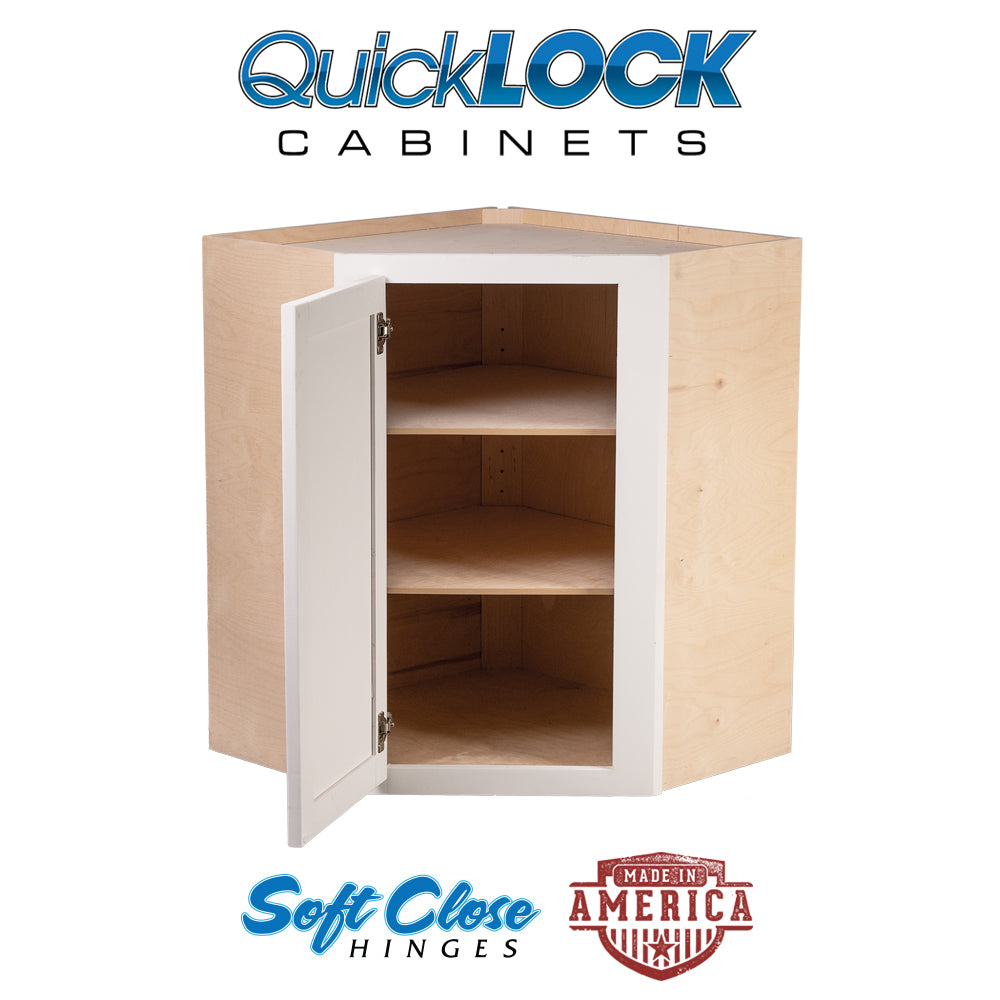 Quicklock RTA (Ready-to-Assemble) Pure White 24"WX42"HX12"D Wall Corner Cabinet