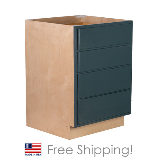 Quicklock RTA (Ready-to-Assemble) Needlepont Navy 4 Drawer 18" Base Cabinet | 18"Wx34.5"Hx24"D