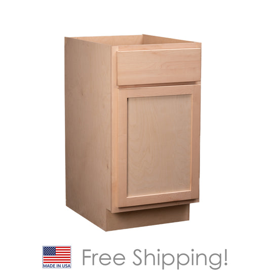 Quicklock RTA (Ready-to-Assemble) Raw Maple Base Cabinet | 12"Wx34.5"Hx24"D