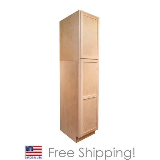 Quicklock RTA (Ready-to-Assemble) Raw Maple Pantry Cabinet 24"Wx84"Hx24"D