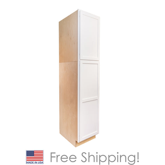 Quicklock RTA (Ready-to-Assemble) Pure White Pantry Cabinet 18"Wx84"Hx24"D