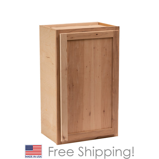 Quicklock RTA - Winding River Collection - Raw Hickory 15"Wx30"Hx12"D Wall Cabinet