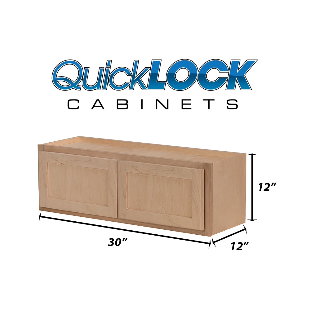 Quicklock RTA (Ready-to-Assemble) Raw Maple 30"Wx12"Hx12"D Microwave Wall Cabinet