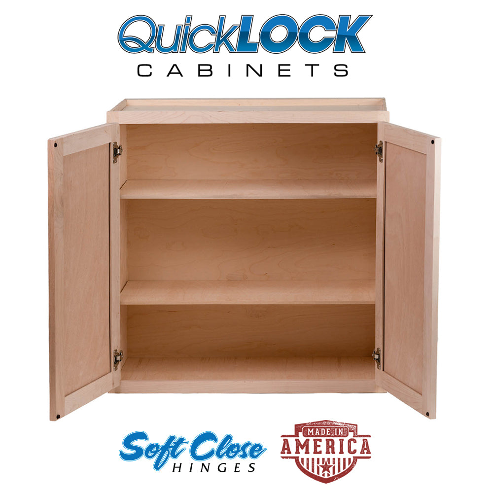 Quicklock RTA (Ready-to-Assemble) Raw Maple 30"Wx42"Hx12"D Wall Cabinet