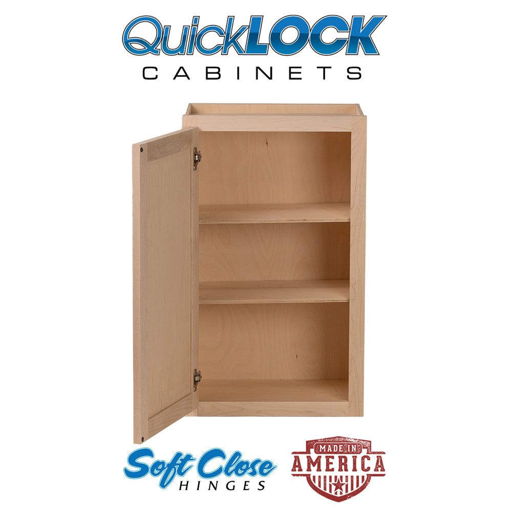 Quicklock RTA (Ready-to-Assemble) Raw Maple 15"Wx42"Hx12"D Wall Cabinet
