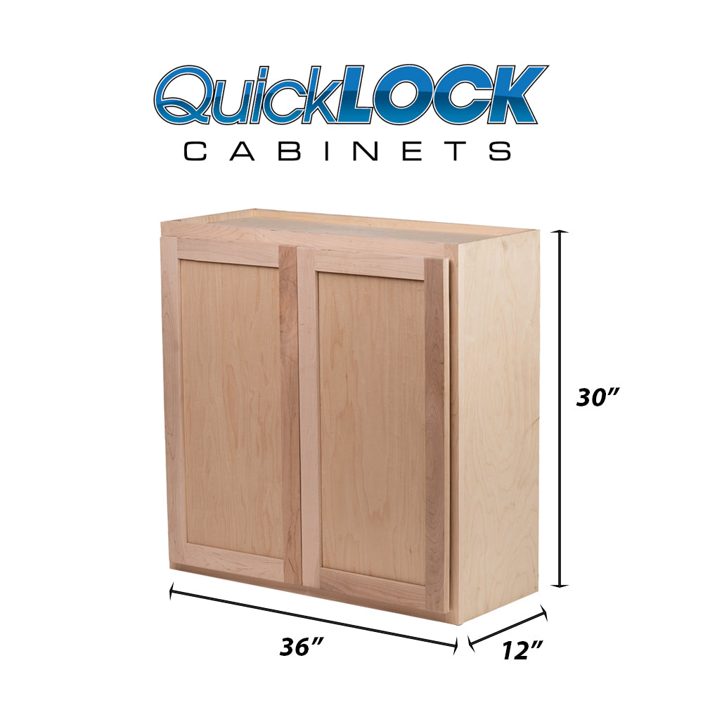 Quicklock RTA - Winding River Collection - Raw Maple 36"Wx30"Hx12"D Wall Cabinet
