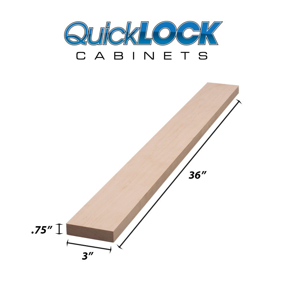 Quicklock RTA (Ready-to-Assemble) Raw Maple .75"X3"X36" Filler