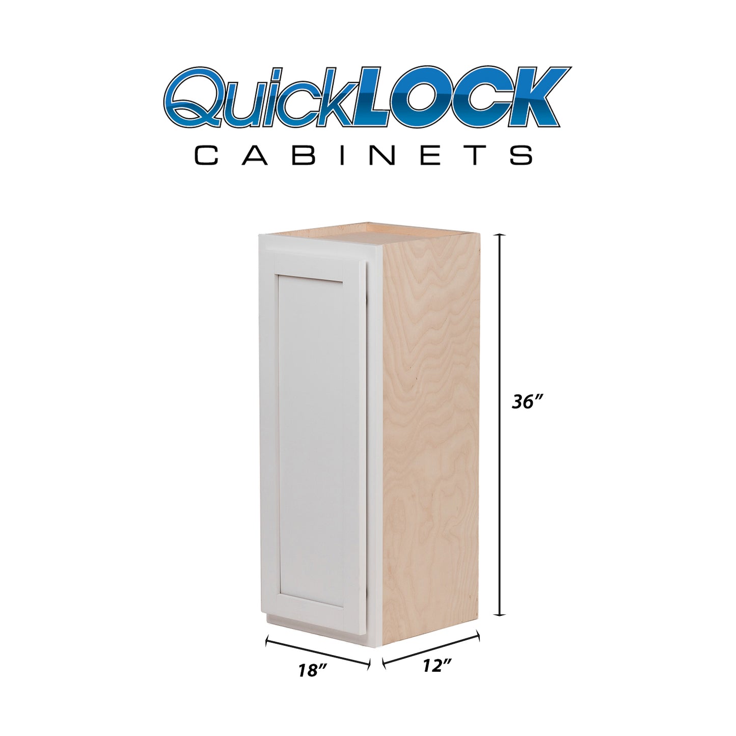 Quicklock RTA (Ready-to-Assemble) Pure White 18"Wx36"Hx12"D Wall Cabinet
