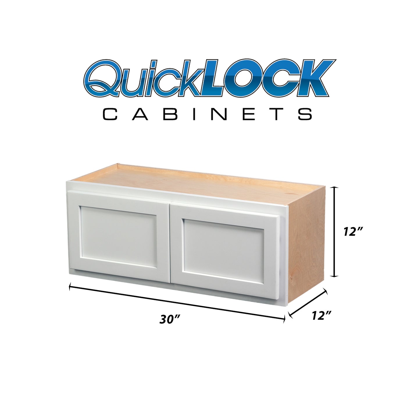 Quicklock RTA (Ready-to-Assemble) Pure White 30"Wx12"Hx12"D Microwave Wall Cabinet