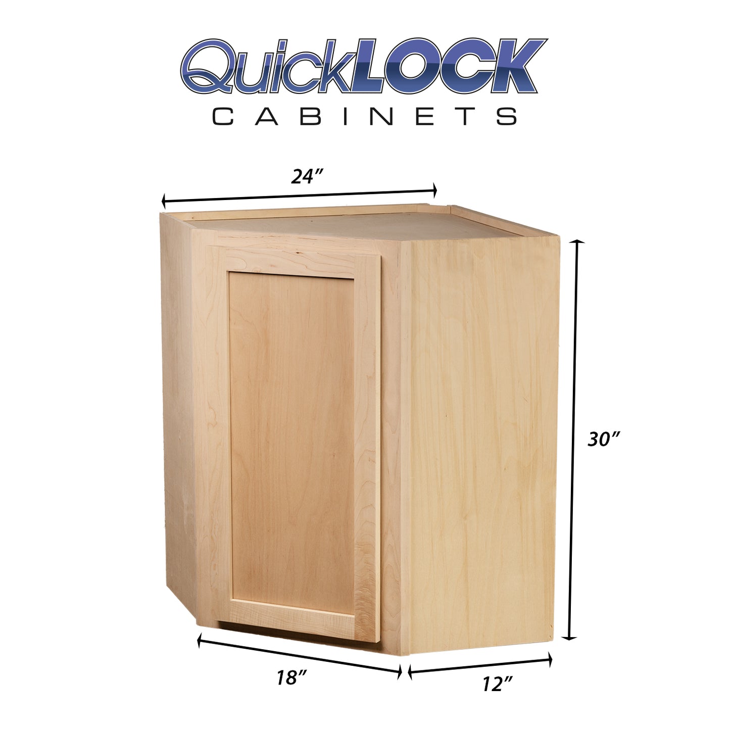 Quicklock RTA - Winding River Collection - Raw Maple 24"Wx30"Hx12"D Corner Wall Cabinet