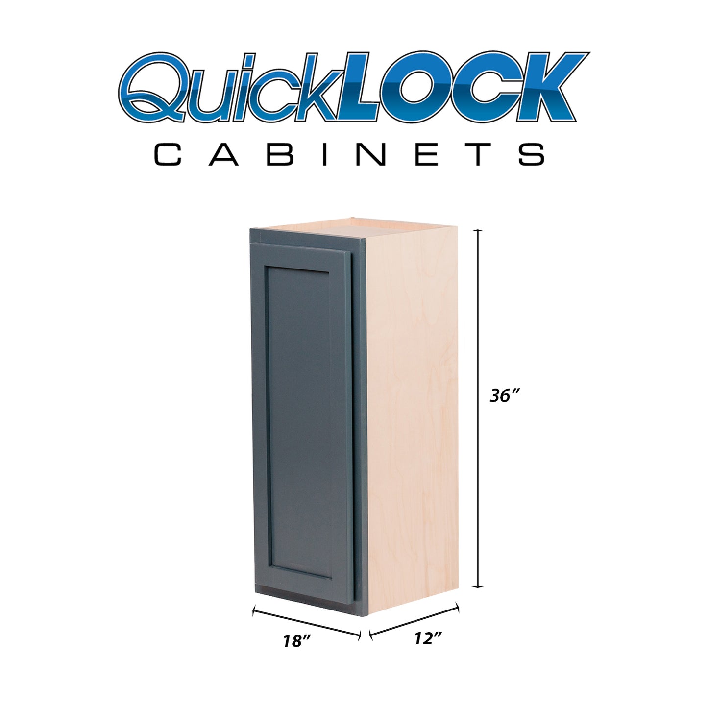 Quicklock RTA (Ready-to-Assemble) Needlepoint Navy 18"Wx36"Hx12"D Wall Cabinet